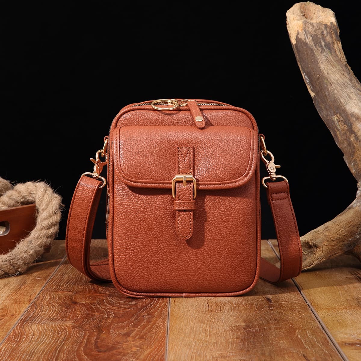 Retro Vegan Leather Crossbody
